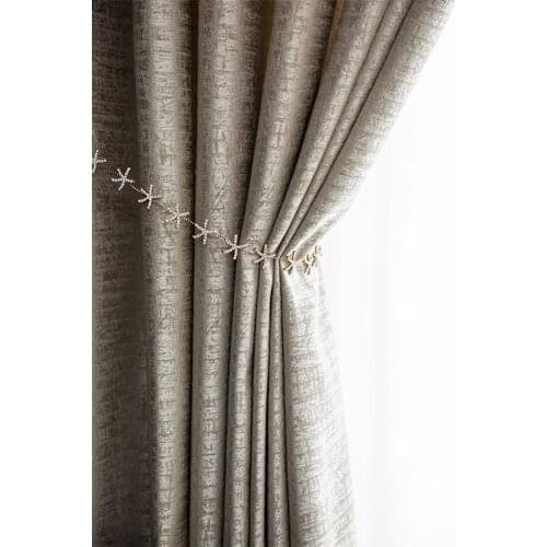 Custom curtain modern Nordic cotton Jacquard thick Texture shading window livingroom bedroom blackout curtain tulle yarn M1004