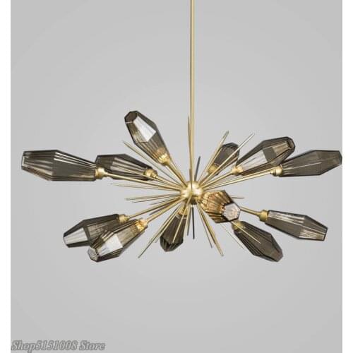 Modern Smoky gray Glass LED Chandelier Nordic Living Room hanging lamp Luminaires Chandeliers design home decor Lighting Fixture