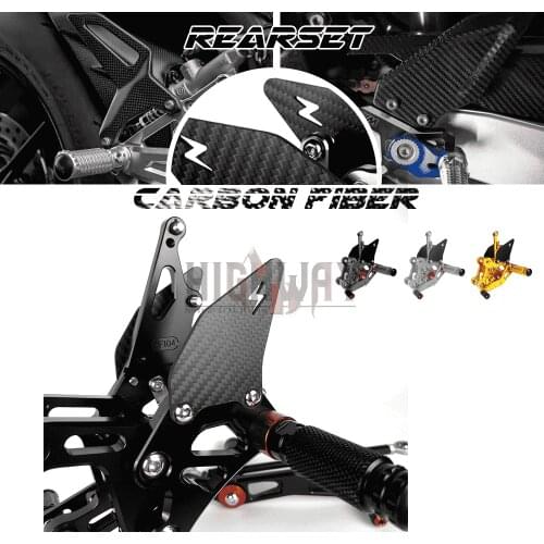 Motorcycle CNC & Carbon Fiber Footrest Rear Sets Adjustable Rearset Foot Pegs for YAMAHA YZF R1 YZF-R1 YZFR1 2009-2014