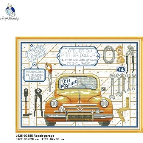 Joy sunday Repair garage Pattern Cross Stitch Kits 11CT Printed Fabric 14CT Canvas DMC Chinese Embroidery Needlework