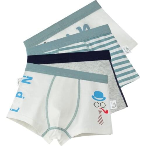 Cartoon Boys Underwear Boxer Kids Striped Gray Elastic Panties Bottoms Boys Clothes for 3 4 6 8 10 12 14 Years Old OBU203057