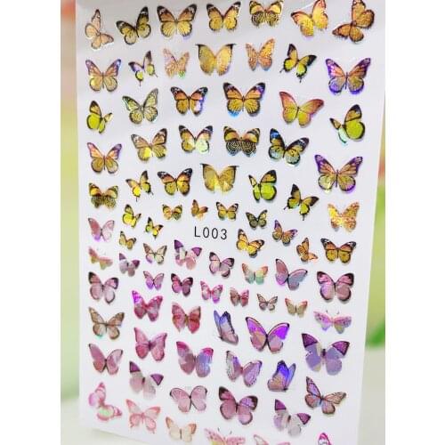 New Colorful 3D Butterfly Nail Sticker Foil Decals Summer Adhesive Nail Art Decorations Beautiful Manicure Accessories
