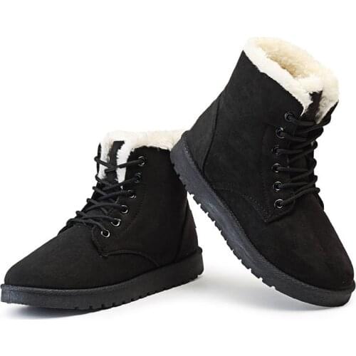 2021 Teenagers Autumn Winter Warm Women Skin Boots Female Snow Boots Plush Boots Fashion Low Up Cotton Shoes Ankle Boots Warm