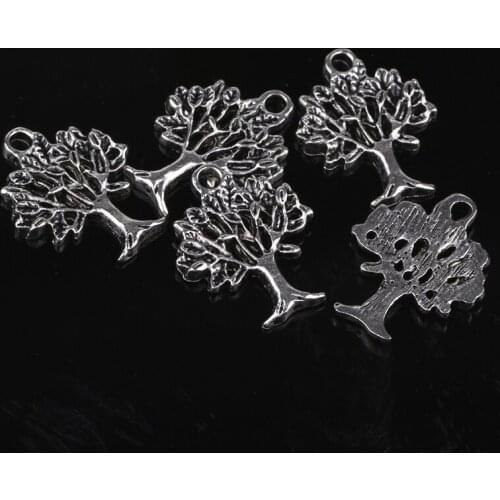 20*16MM 50pcs/lot Fashion Tree Alloy Leafy Tree Pendant For Necklace Jewelry Charm Pendants
