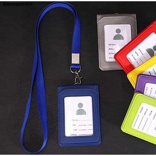 ID Card Package High-grade PU Card Holder Staff Identification Card Neck Strap With Lanyard Badge Neck Strap Bus ID Holders