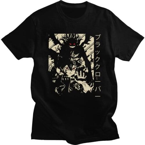 Awesome Black Clover Asta Japanese Anime T-Shirts Men Crew Neck Cotton T Shirts Short Sleeve Manga Tees Summer Tops Merch Gift
