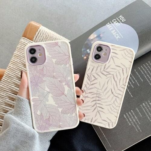 Bumper Shockproof Leaves Phone Case For iPhone 11 Pro Max 7 8 Plus X XR XS Max Soft TPU Back Cover Coque Gift