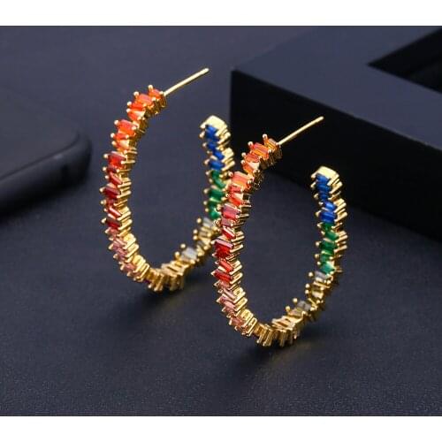 Jankelly Luxury Iregular Geometry Circle Trendy Cubic Zirconia Women Wedding Party Earring High Jewelry Addiction