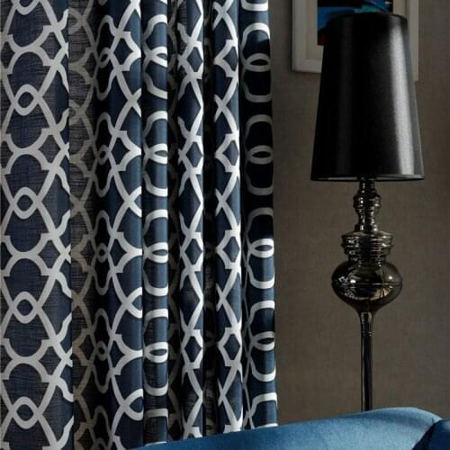 Modern Minimalist European Style Curtains Slubbed Fabric Printed Curtains for Bedroom Living Room Blackout Curtains Custom