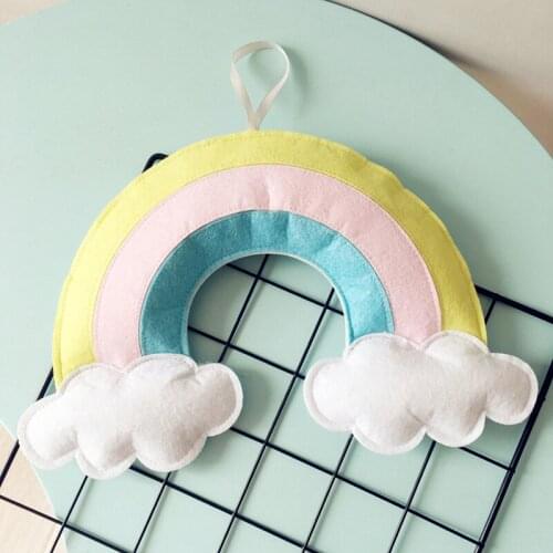 Scandinavian 3D Felt Rainbow and Cloud Wall Hanging Ornament Nordic Fabric Wind Chimes Hanger For Baby Tent Kids Room Decoration