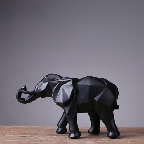 2018 Limited Mrzoot Modern Abstract Black Elephant Statue Resin Ornaments Home Decoration Accessories Gift Geometric Sculpture