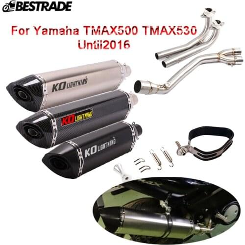 Motorcycle Exhaust System Front Middle Link Pipe Slip On 51mm Muffler Tube Stainless Steel For Yamaha T-MAX 530 500 Until 2016