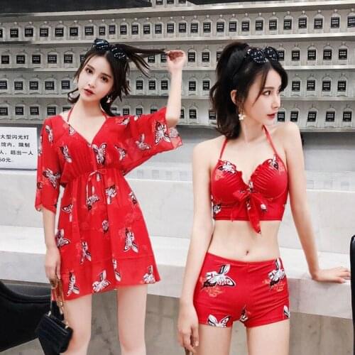 Womens Swimsuit Swimwear Swimming Suit Woman Two Piece Swimsuits Pieces Three Sexy Breasts Push Up Korean Mini Polyester Animal