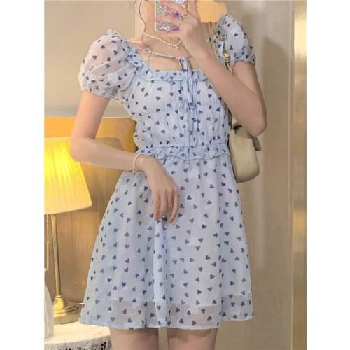 Short-sleeved Square Collar Spring and Summer Love Wrap Pleated Tight-fitting Dress Women Sexy Open Back Short Mini Party Dress