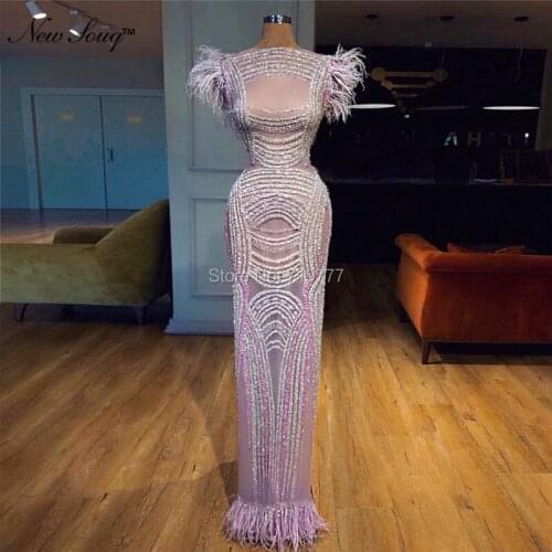 Feather Illusion Elegant Evening Dresses Mermaid Robe De Soiree Celebrity Party Dresses Abiye Formal Dress Custom Made 2019