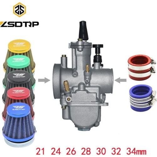 ZSDTRP 2/4T Motorcycle PWK21 24 26 28 30 32 34mm Carburetor Air Filter Intake Pipe For 50cc 125cc Pit Dirt Bike ATV