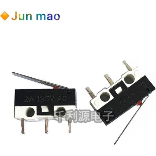 10PCS Mouse switch with handle three pin 2a125v AC rectangular switch small microswitch brand new stock 3 Pins