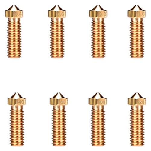 2pcs 3D printer accessories Hot Sale Brass E3D-V6 nozzle 0.4/0.6/0.8/1.0/1.2mm large-diameter volcano lengthened nozzle