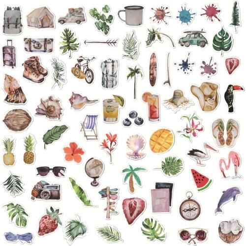 70 Pieces Summer Flower Plant Series Children Sticker Cartoon Scenery Personal Paster For Luggage Bag Diary Laptop