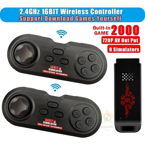 720P USB Wireless Console Game Stick Video Game Console Built-in 2000 Classic Game Mini Retro Controller Support AV Output