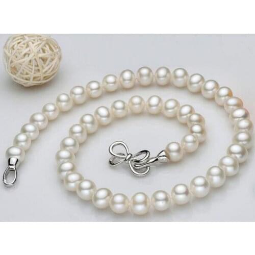 9-10 mm natural south white pearl necklace 18inch
