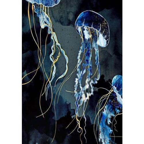 Ocean World Abstract Painting Sea Animal Jellyfish Canvas Wall Art Pictures Bedroom Room Posters Office Restaurant Home Decor