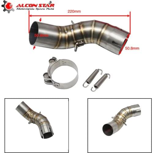 Alconstar- Z900 Stainless Steel Motorcycle Exhaust Middle Connect Link Section Adapter Pipe Slip On for Kawasaki Z900 2017 2018