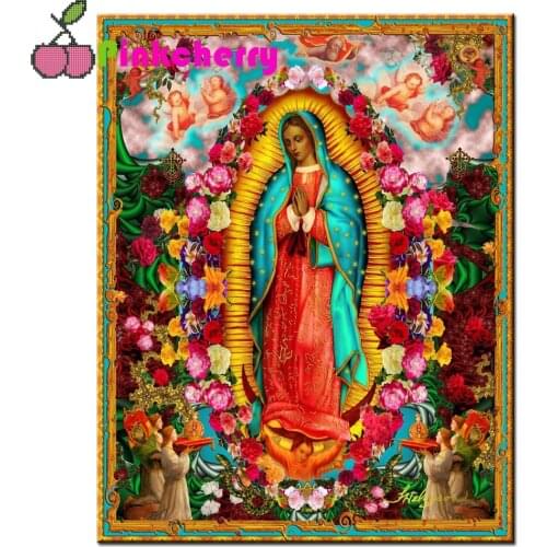 Diamond Embroidery Virgin Mary 5D DIY Diamond Painting Mexico Guadalupe Flowers Diamond Mosaic Cross Stitch religious k705