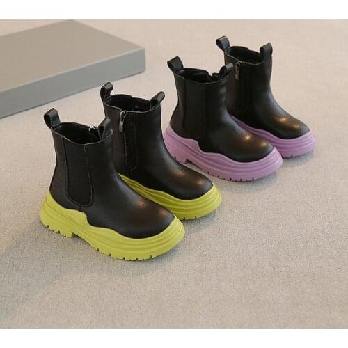 Girls Boots 2021 Spring and Autumn New boys Martin boots Big childrens Smoke Tube shoes Single boots Kids Short Boots XZ123