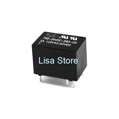 Black Housing 24V DC SPDT PCB Board Electronic Power Relay 6 Pins