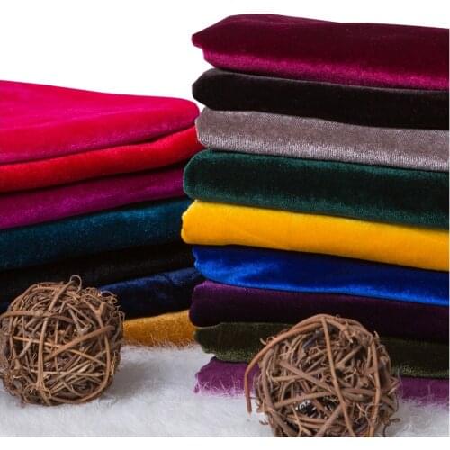 Four-sided Elasticity Velvet Fabric By The Meter for Dress Skirts Clothing Curtains Sewing Blue Sequin Soft Brocade Plain Black