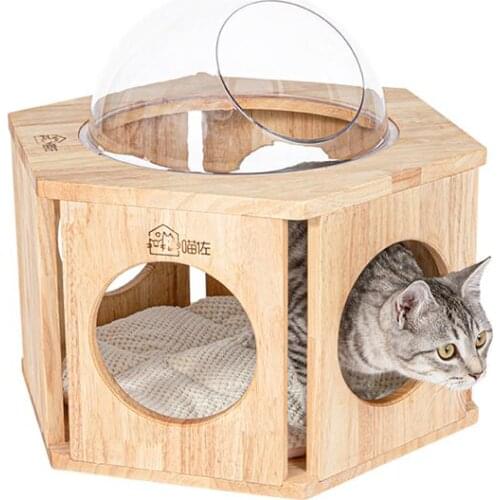 Wooden Cat Climbing Frame Cat Litter Cat Tree & Solid Wood Cat House & Oak Cat Litter Pet Supplies
