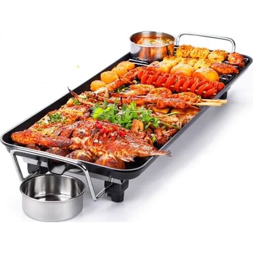 1300W Non Stick Electric BBQ Grill Smokeless Barbecue Machine 5-Level Adjustable Household Electric Grill Ovens Cooking Tools