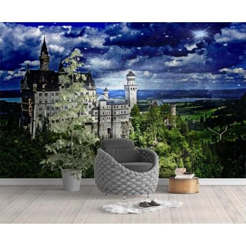 Wallpaper photo 3 d custom mural on the wall European-style moonlight castle building decoration Wallpaper for walls in rolls