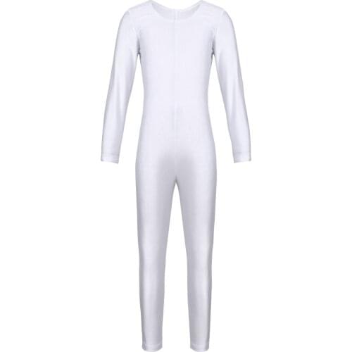 Girls Dance Gymnastics Unitard for Kids Jumpsuits Show Stage Wear Zentai Childrens Unitards Long Sleeve Gymnastics Sportswear