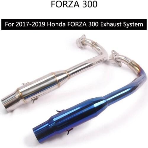 Header Pipe for Honda Forza 300 2017-2019 Motorcycle Front Link Pipe Slip On 51mm Muffler Stainless Steel Tube Blue/Titanium