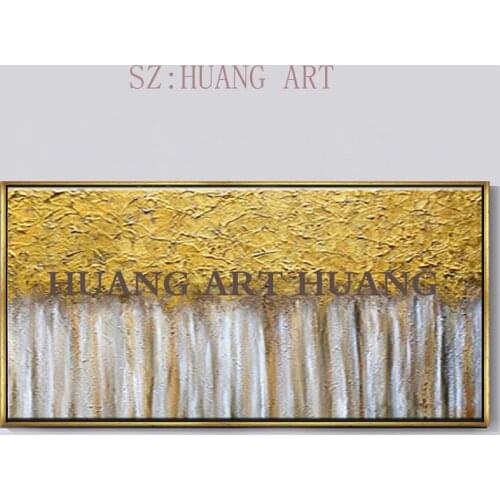 Handmade beautiful gold household adornment abstract oil painting landscape painting hand-painted wall art sitting room no frame