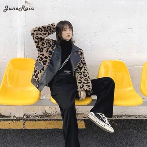 Leopard Faux Lamb Fur Coat Women Thicken Artificial Leather Jacket Loose Streetwear Dames Jassen Winter Manteau Fausse Fourrure