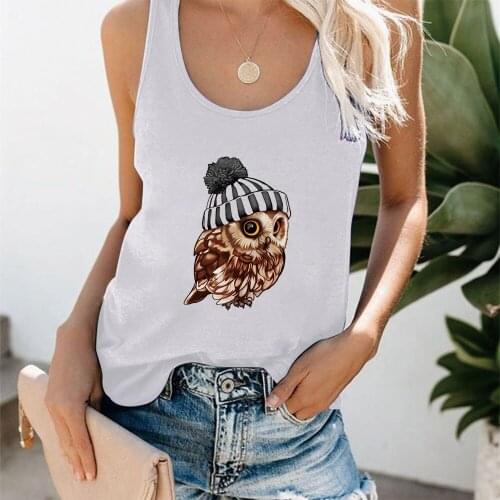 Owl Print Funny Women Tank Top Fashion Harajuku Sleeveless Summer Ves Tops Animal Print Top for Femme Female Clothes