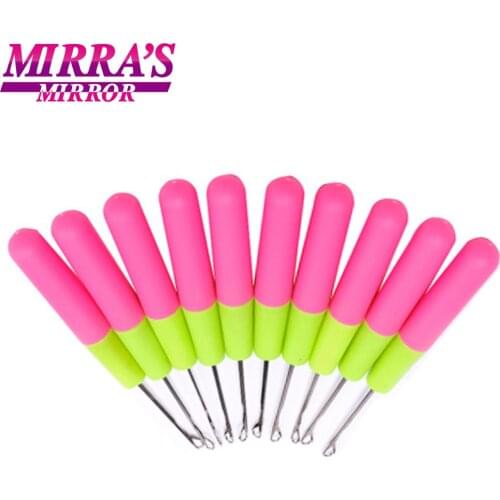 Mirra’s Mirror 10pcs Dreadlocks Wig Making Tools Pink & Lemon Color Needle Threader Crochet Hooks For Jumbo Braiding Hair