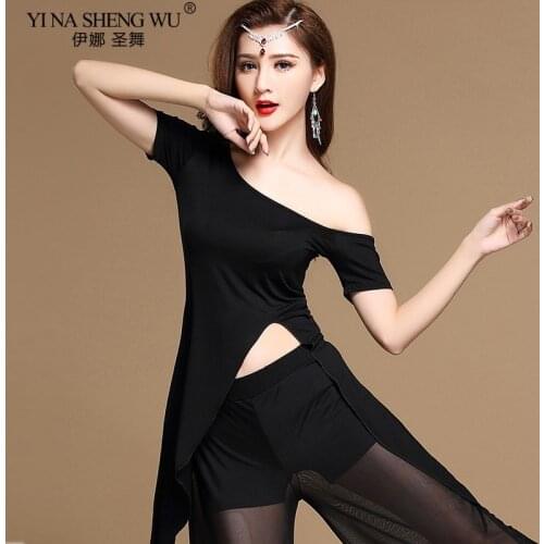 Modal Off Shoulder Belly Dance Costumes T-Shirt Oriental Dance Hollow Tops for Women Bellydance Practice Clothes Dancer Wear New