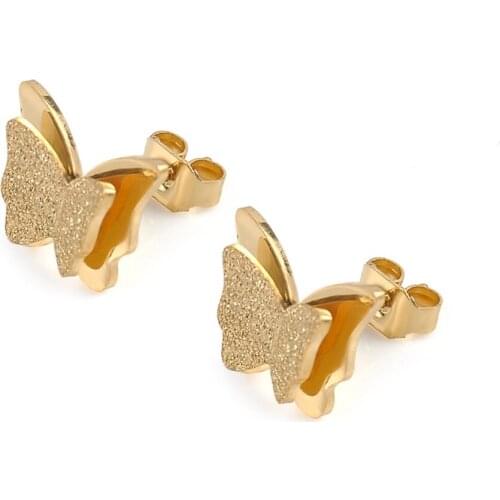 Fashion Matte Butterfly Ear Stud Personalized Titanium Steel Ear Stud Elegant Women Jewelry for Party Wedding Hot