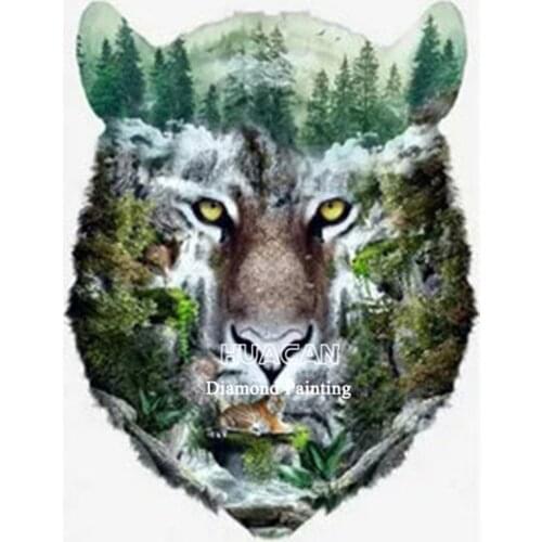 Wolf Waterfall Scenery DIY Embroidery Cross Stitch 11CT Kits Craft Needlework Set Cotton Thread Printed Canvas Home Design