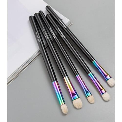 Anmor 5Pcs Goat Hair Eyeshadow Blending Make Up Brush Set Professional Wooden Makeup Brushes Kit Perfect For Eye Makeup