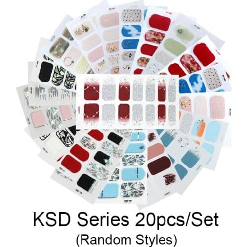 10/20pcs Nail Art Stickers Set Full Cover Glitter Nail Tips Mixed Designs Finger Feet Decoration Wraps Manicure Ship Randomly