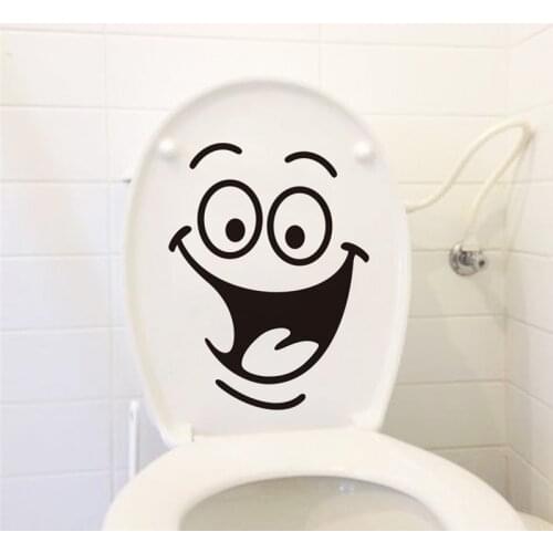 Big Eyes & Mouth Smiley Face Toilet Stickers Creative Wc Wash Room Decorations Diy Home Decals Pvc Wall Mural Art