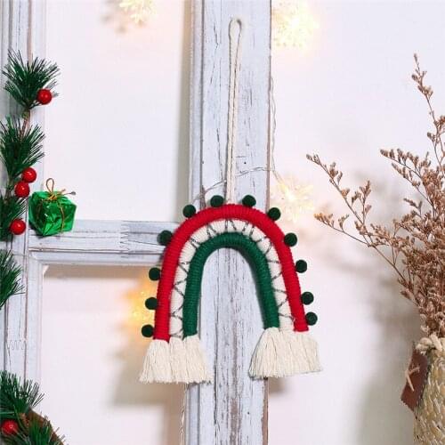New Handmade Woven Wall Hanging Home Decor Christmas Ornament Girl Children Tassel Gift Rainbow Hairball Room Decoration