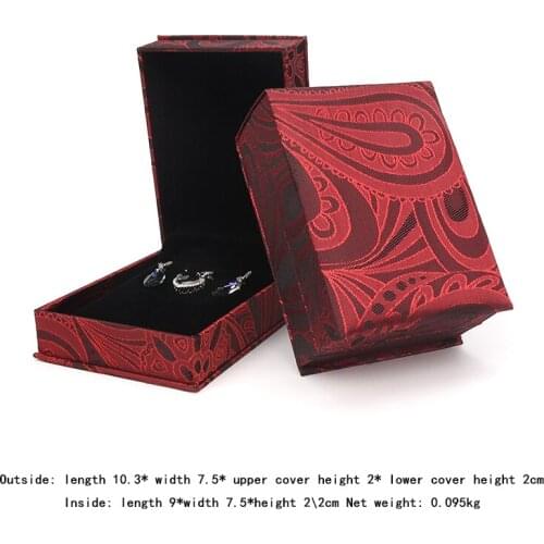 Wedding Ring Jewelry Packaging Gift Box Gold Silk Brocade Jewellery Earring Pendent Storage Display Boxes For Women Organizer