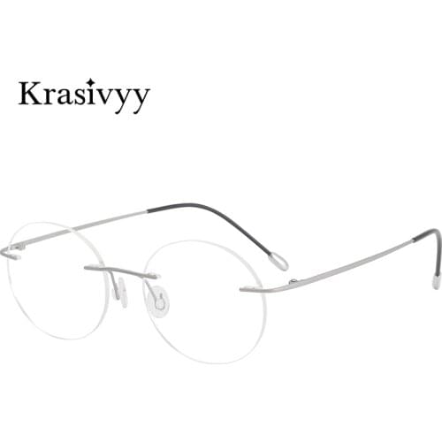 Krasivyy Vintage Round Rimless Glasses Frame Men Ultralight B Titanium Prescription Eyeglasses Women Myopia Korean Eyewear 2021