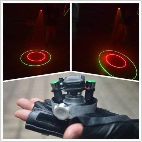 Wholesale red green swril laser man gloves with 2 pcs green red lasers dancing DJ CLUB party swirl laser gloves